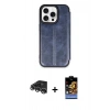 MARSİLYAN™- iPhone 14 Pro Max Kılıf Zirve Yansıma Serisi - Siyah Buffer Hayalet Cam Ekran Koruyucu + Raze Metal Kamera Lens - GS