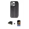 MARSİLYAN™- iPhone 14 Pro Max Kılıf Zirve Yansıma Serisi - Siyah Buffer Hayalet Cam Ekran Koruyucu + Raze Metal Kamera Lens - GD