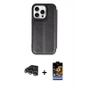 MARSİLYAN™- iPhone 14 Pro Max Kılıf Zirve Yansıma Serisi - Siyah Buffer Hayalet Cam Ekran Koruyucu + Raze Metal Kamera Lens - GS