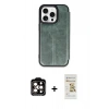 MARSİLYAN™- iPhone 14 Pro Max Kılıf Zirve Yansıma Serisi - Siyah Mat Seramik Nano Ekran Koruyucu + Turuncu PVD Metal Kamera Lens