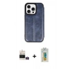 MARSİLYAN™- iPhone 14 Pro Max Kılıf Zirve Yansıma Serisi - Siyah Polymer Nano Ekran Koruyucu + Gold Bilvis Titan Kamera Lens