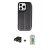 MARSİLYAN™- iPhone 14 Pro Max Kılıf Zirve Yansıma Serisi - Siyah Polymer Nano Ekran Koruyucu + Gold Raze Metal Kamera Lens