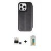 MARSİLYAN™- iPhone 14 Pro Max Kılıf Zirve Yansıma Serisi - Siyah Polymer Nano Ekran Koruyucu + Gümüş Bilvis Titan Kamera Lens