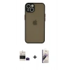 MARSİLYAN™- iPhone 15 Kılıf Ahenk Çizgi Serisi - Siyah Bilvis 3D Mat Cam Ekran Koruyucu + Bilvis Titan Kamera Lens - SH