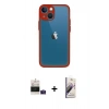 MARSİLYAN™- iPhone 15 Kılıf Ahenk Çizgi Serisi - Siyah Bilvis 3D Mat Cam Ekran Koruyucu + Pembe Bilvis Titan Kamera Lens