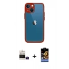 MARSİLYAN™- iPhone 15 Kılıf Ahenk Çizgi Serisi - Siyah Buffer Hayalet Cam Ekran Koruyucu + Bilvis Titan Kamera Lens - SH