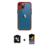 MARSİLYAN™- iPhone 15 Kılıf Ahenk Çizgi Serisi - Siyah Buffer Hayalet Cam Ekran Koruyucu + PVD Metal Kamera Lens - TU