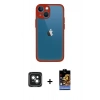 MARSİLYAN™- iPhone 15 Kılıf Ahenk Çizgi Serisi - Siyah Buffer Hayalet Cam Ekran Koruyucu + PVD Metal Kamera Lens - YL