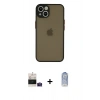 MARSİLYAN™- iPhone 15 Kılıf Ahenk Çizgi Serisi - Siyah Joko Magic 5D Cam + Bilvis Titan Kamera Lens - PE