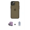 MARSİLYAN™- iPhone 15 Kılıf Ahenk Çizgi Serisi - Siyah Joko Magic 5D Cam + Raze Metal Kamera Lens - YL