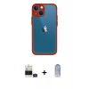MARSİLYAN™- iPhone 15 Kılıf Ahenk Çizgi Serisi - Siyah Joko Magic 5D Cam + Yeşil Bilvis Titan Kamera Lens
