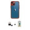 MARSİLYAN™- iPhone 15 Kılıf Ahenk Çizgi Serisi - Siyah Polymer Nano Ekran Koruyucu + Bilvis Titan Kamera Lens - YL