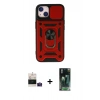 MARSİLYAN™- iPhone 15 Kılıf Ahenk Klasik - Şeffaf 360 Full Body Arka Koruyucu + Bilvis Titan Kamera Lens - PE
