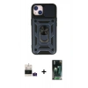 MARSİLYAN™- iPhone 15 Kılıf Ahenk Klasik - Şeffaf 360 Full Body Arka Koruyucu + Bilvis Titan Kamera Lens - PE