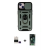 MARSİLYAN™- iPhone 15 Kılıf Ahenk Klasik - Şeffaf 360 Full Body Arka Koruyucu + Bilvis Titan Kamera Lens - PE