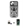 MARSİLYAN™- iPhone 15 Kılıf Ahenk Klasik - Şeffaf 360 Full Body Arka Koruyucu + Bilvis Titan Kamera Lens - PE