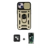 MARSİLYAN™- iPhone 15 Kılıf Ahenk Klasik - Şeffaf 360 Full Body Arka Koruyucu + PVD Metal Kamera Lens - YL