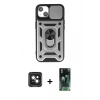 MARSİLYAN™- iPhone 15 Kılıf Ahenk Klasik - Şeffaf 360 Full Body Arka Koruyucu + PVD Metal Kamera Lens - YL