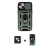 MARSİLYAN™- iPhone 15 Kılıf Ahenk Klasik - Şeffaf 360 Full Body Arka Koruyucu + PVD Metal Kamera Lens - YL