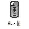 MARSİLYAN™- iPhone 15 Kılıf Ahenk Klasik - Siyah Bilvis 3D Mat Cam Ekran Koruyucu + Bilvis Titan Kamera Lens - SH
