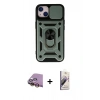MARSİLYAN™- iPhone 15 Kılıf Ahenk Klasik - Siyah Bilvis 3D Mat Cam Ekran Koruyucu + Raze Metal Kamera Lens - SI