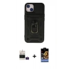 MARSİLYAN™- iPhone 15 Kılıf Ahenk Klasik - Siyah Buffer Hayalet Cam Ekran Koruyucu + Bilvis Titan Kamera Lens - PE