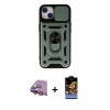 MARSİLYAN™- iPhone 15 Kılıf Ahenk Klasik - Siyah Buffer Hayalet Cam Ekran Koruyucu + Raze Metal Kamera Lens - PE