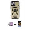 MARSİLYAN™- iPhone 15 Kılıf Ahenk Klasik - Siyah Buffer Hayalet Cam Ekran Koruyucu + Raze Metal Kamera Lens - PE