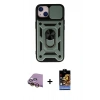 MARSİLYAN™- iPhone 15 Kılıf Ahenk Klasik - Siyah Buffer Hayalet Cam Ekran Koruyucu + Raze Metal Kamera Lens - SI