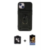 MARSİLYAN™- iPhone 15 Kılıf Ahenk Klasik - Siyah Buffer Hayalet Cam Ekran Koruyucu + PVD Metal Kamera Lens - TU