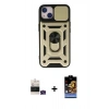 MARSİLYAN™- iPhone 15 Kılıf Ahenk Klasik - Siyah Buffer Hayalet Cam Ekran Koruyucu + Bilvis Titan Kamera Lens - YL