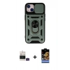 MARSİLYAN™- iPhone 15 Kılıf Ahenk Klasik - Siyah Buffer Hayalet Cam Ekran Koruyucu + Bilvis Titan Kamera Lens - YL