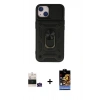 MARSİLYAN™- iPhone 15 Kılıf Ahenk Klasik - Siyah Buffer Hayalet Cam Ekran Koruyucu + Bilvis Titan Kamera Lens - YL