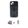 MARSİLYAN™- iPhone 15 Kılıf Ahenk Klasik - Siyah Joko Magic 5D Cam + Raze Metal Kamera Lens - SI