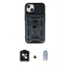 MARSİLYAN™- iPhone 15 Kılıf Ahenk Klasik - Siyah Joko Magic 5D Cam + PVD Metal Kamera Lens - TU