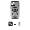 MARSİLYAN™- iPhone 15 Kılıf Ahenk Klasik - Siyah Joko Magic 5D Cam + Yeşil PVD Metal Kamera Lens