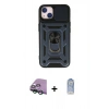 MARSİLYAN™- iPhone 15 Kılıf Ahenk Klasik - Siyah Joko Magic 5D Cam + Raze Metal Kamera Lens - YL