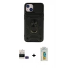 MARSİLYAN™- iPhone 15 Kılıf Ahenk Klasik - Siyah Polymer Nano Ekran Koruyucu + Bilvis Titan Kamera Lens - PE