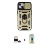 MARSİLYAN™- iPhone 15 Kılıf Ahenk Klasik - Siyah Polymer Nano Ekran Koruyucu + Bilvis Titan Kamera Lens - PE