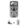 MARSİLYAN™- iPhone 15 Kılıf Ahenk Klasik - Siyah Polymer Nano Ekran Koruyucu + Bilvis Titan Kamera Lens - PE