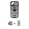 MARSİLYAN™- iPhone 15 Kılıf Ahenk Klasik - Siyah Polymer Nano Ekran Koruyucu + Raze Metal Kamera Lens - PE
