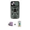 MARSİLYAN™- iPhone 15 Kılıf Ahenk Klasik - Siyah Polymer Nano Ekran Koruyucu + Raze Metal Kamera Lens - PE