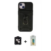 MARSİLYAN™- iPhone 15 Kılıf Ahenk Klasik - Siyah Polymer Nano Ekran Koruyucu + PVD Metal Kamera Lens - TU