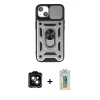 MARSİLYAN™- iPhone 15 Kılıf Ahenk Klasik - Siyah Polymer Nano Ekran Koruyucu + PVD Metal Kamera Lens - TU