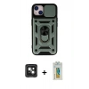 MARSİLYAN™- iPhone 15 Kılıf Ahenk Klasik - Siyah Polymer Nano Ekran Koruyucu + PVD Metal Kamera Lens - YL