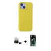 MARSİLYAN™- iPhone 15 Kılıf Ahenk Serisi - Şeffaf 360 Full Body Arka Koruyucu + Bilvis Titan Kamera Lens - PE