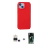 MARSİLYAN™- iPhone 15 Kılıf Ahenk Serisi - Şeffaf 360 Full Body Arka Koruyucu + Bilvis Titan Kamera Lens - PE