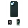 MARSİLYAN™- iPhone 15 Kılıf Ahenk Serisi - Şeffaf 360 Full Body Arka Koruyucu + PVD Metal Kamera Lens - TU