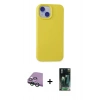 MARSİLYAN™- iPhone 15 Kılıf Ahenk Serisi - Siyah 360 Mat Full Body Arka Koruyucu + Raze Metal Kamera Lens - YL