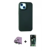 MARSİLYAN™- iPhone 15 Kılıf Ahenk Serisi - Siyah 360 Mat Full Body Arka Koruyucu + Raze Metal Kamera Lens - YL